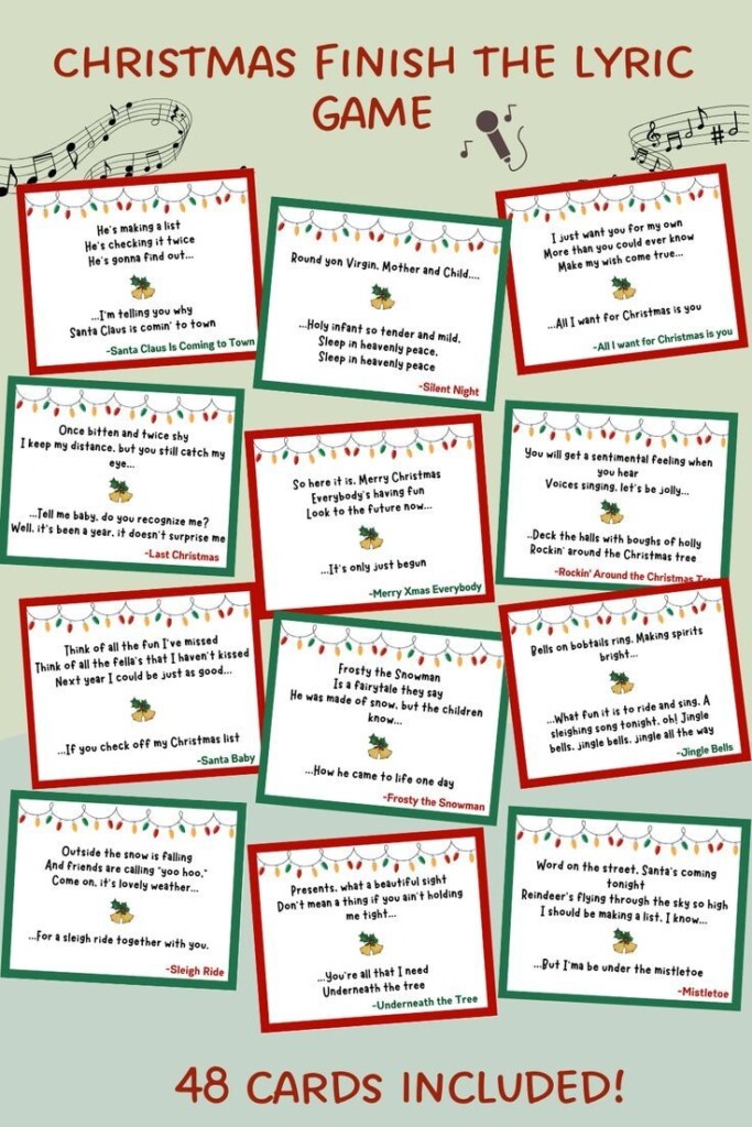 Christmas Finish The Lyric Game Printable Christmas Carol Finish The Phrase Finish The Song Xmas Party Office Party Family Dinner Party Etsy Finish The Lyrics Xmas Songs Lyrics