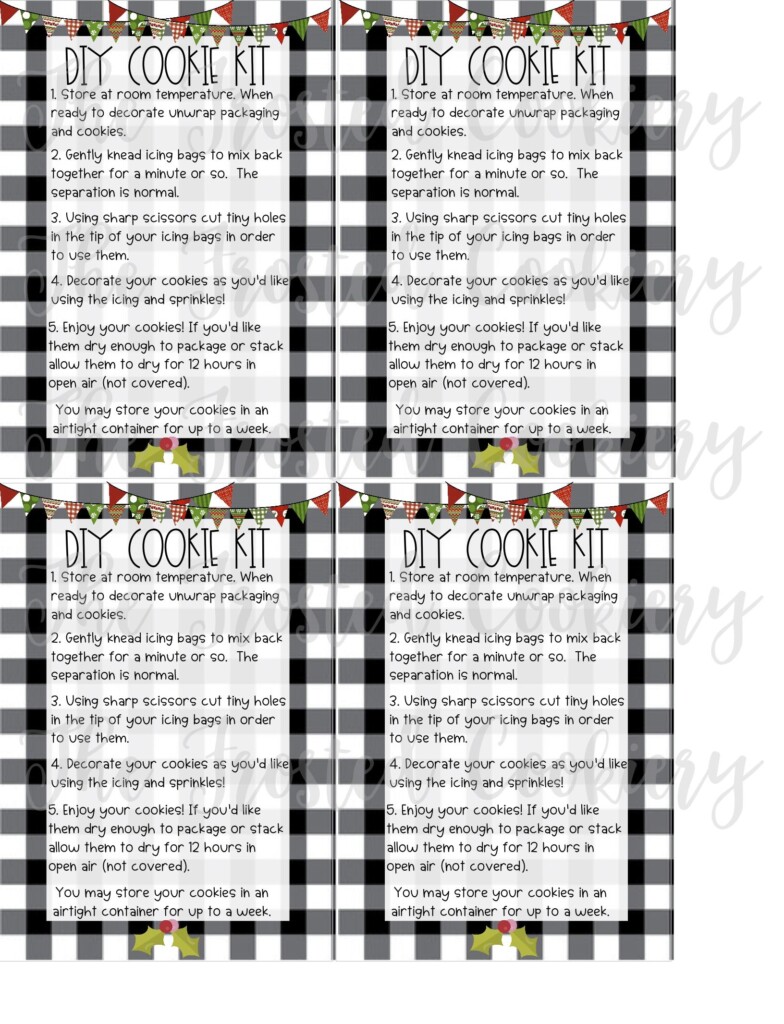 DIY Cookie Kit Instruction Cards Christmas
