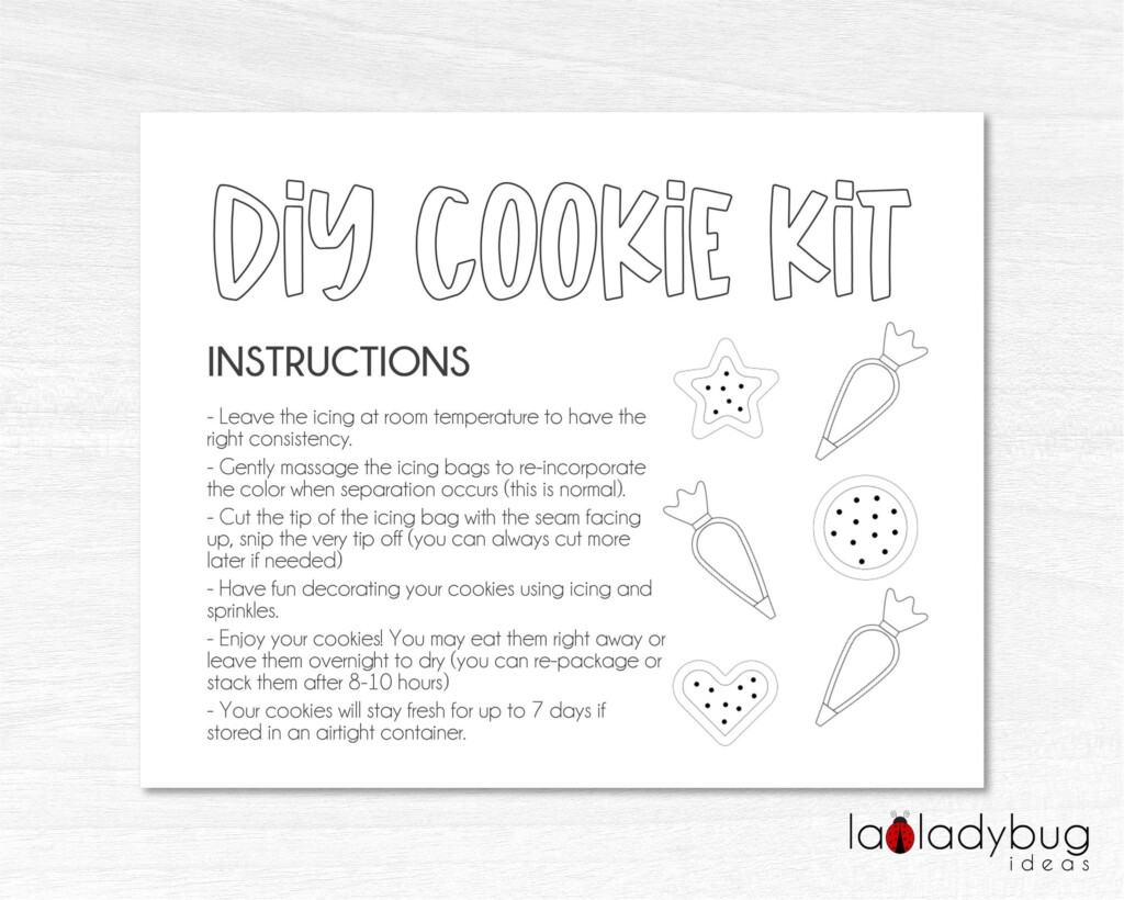 DIY Cookie Kit Instructions Printable Card Printable Instructions Card For DIY Cookie Kit Coloring Card For DIY Cookie Kit Instructions Etsy