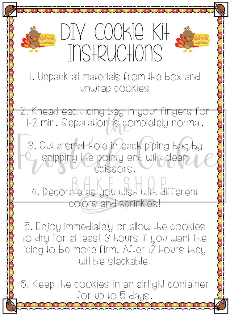 Thanksgiving Cookie Kit Instructions