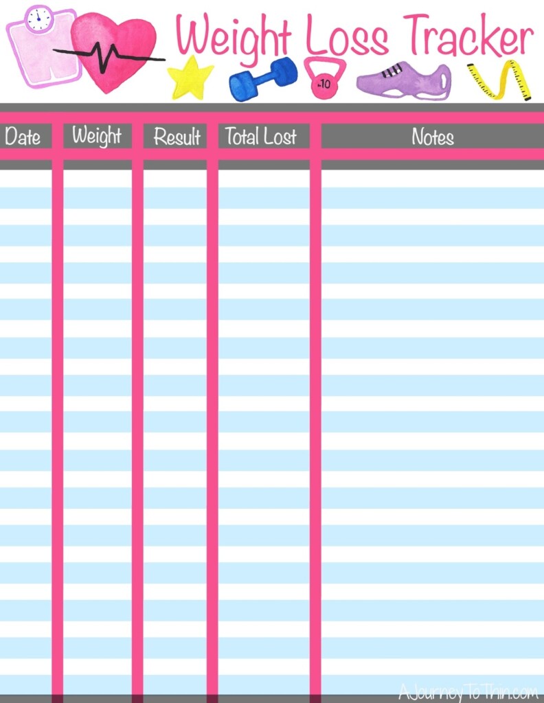 002 Journey To Thin Weight Loss Tracker Free Printable Template Free 