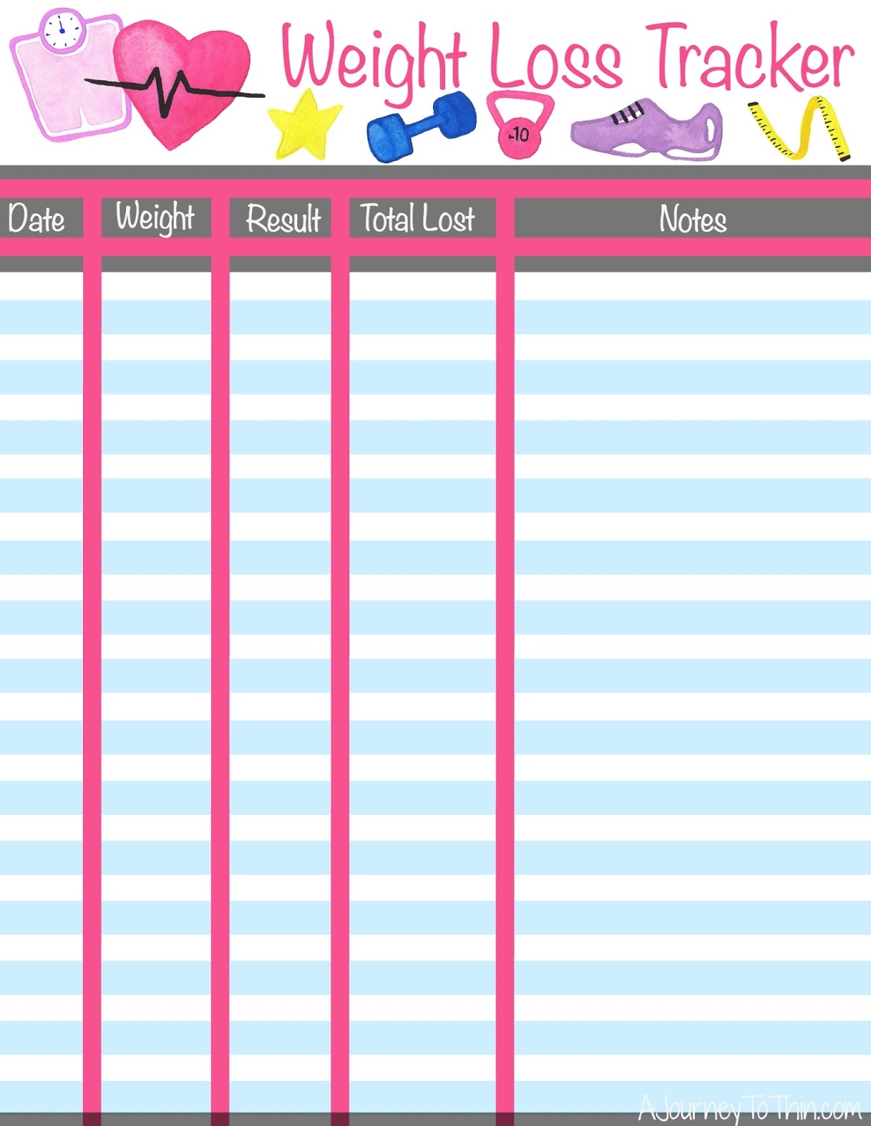 002 Journey To Thin Weight Loss Tracker Free Printable Template Free