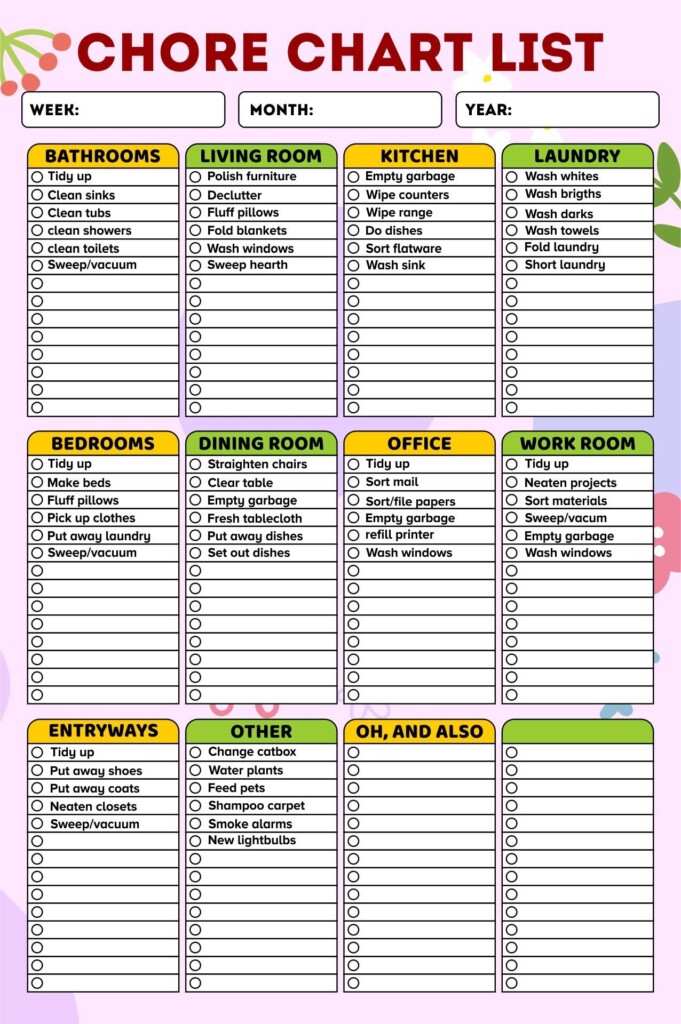 10 Best Free Printable Family Chore Charts PDF For Free At Printablee 