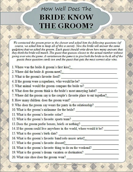 10 FREE Printable Bridal Shower Games