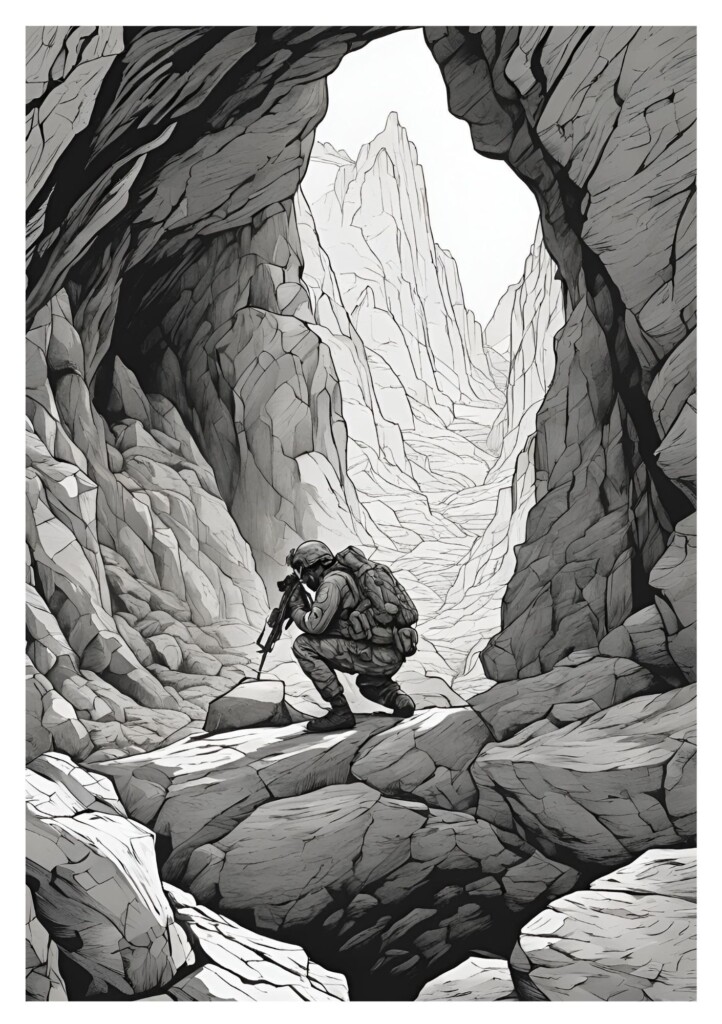 12 Soldier Hiding Inside Cave Coloring Page Free PDF Printables 