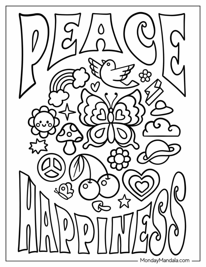 20 Hippie Coloring Pages Free PDF Printables Coloring Pages Adult 