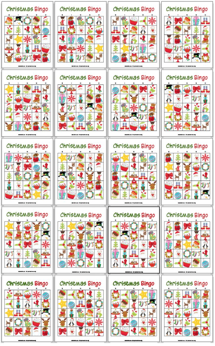 20 Printable Christmas Bingo Cards Christmas Bingo Free Printable