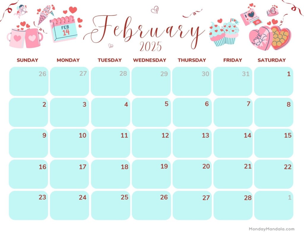 2025 February Calendar Free Printable Charts Modern Present Updated 