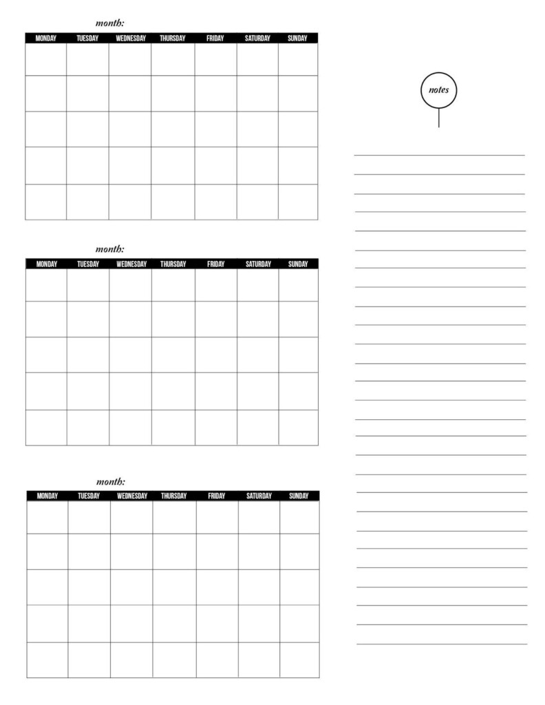 3 Month Calendar Free Printable Calendar Printables