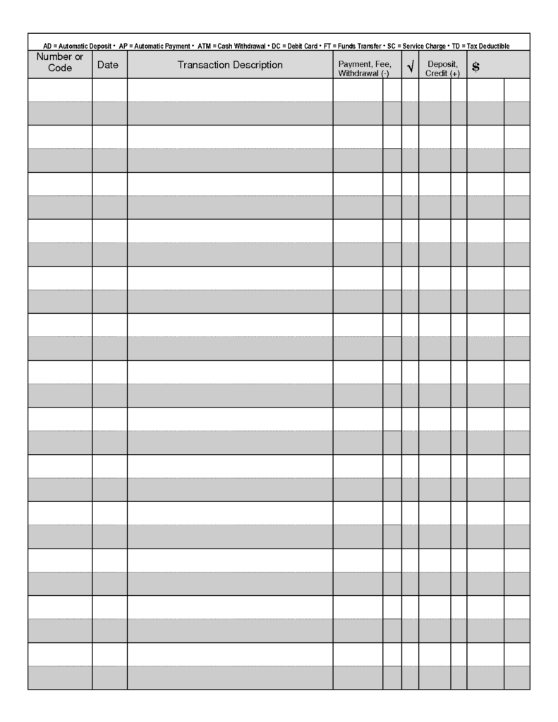 37 Checkbook Register Templates 100 Free Printable Template Lab 