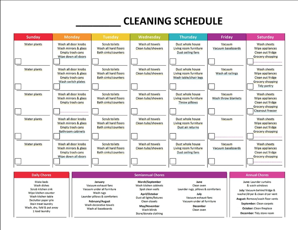 5 Best Images Of Daily House Cleaning Schedule Printable Weekly House 