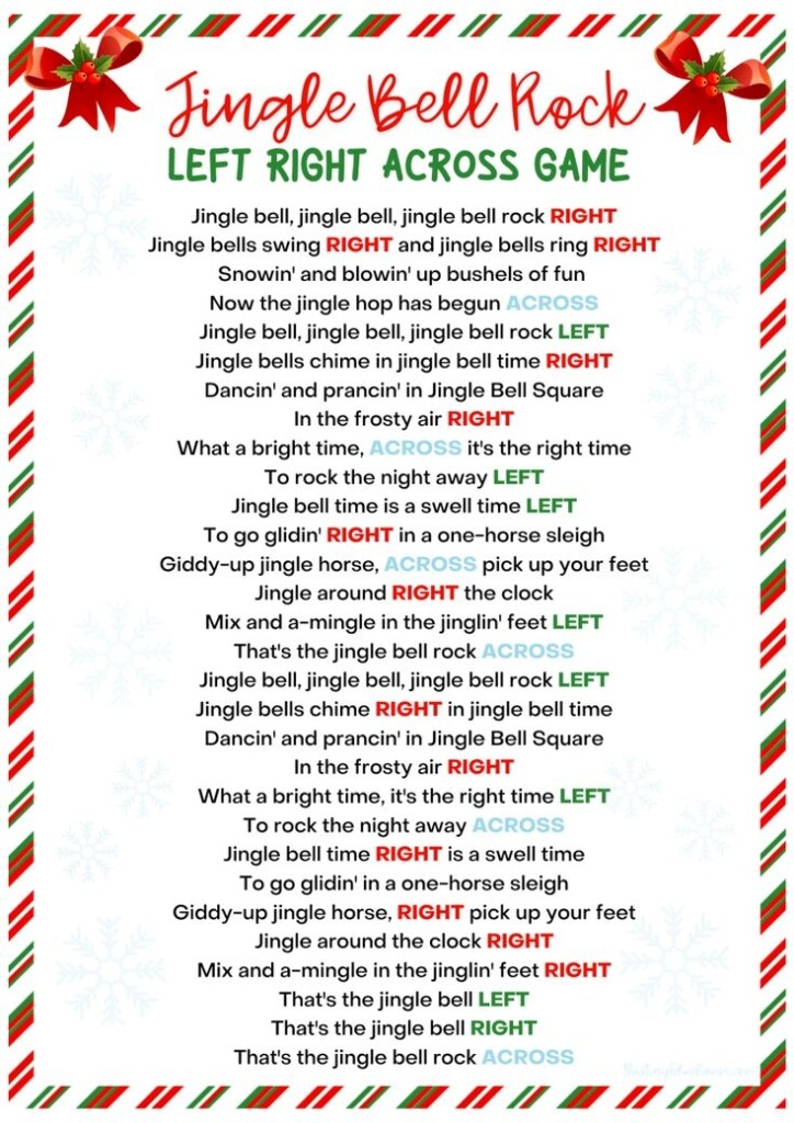 5 Free Left Right Across Christmas Game Printable