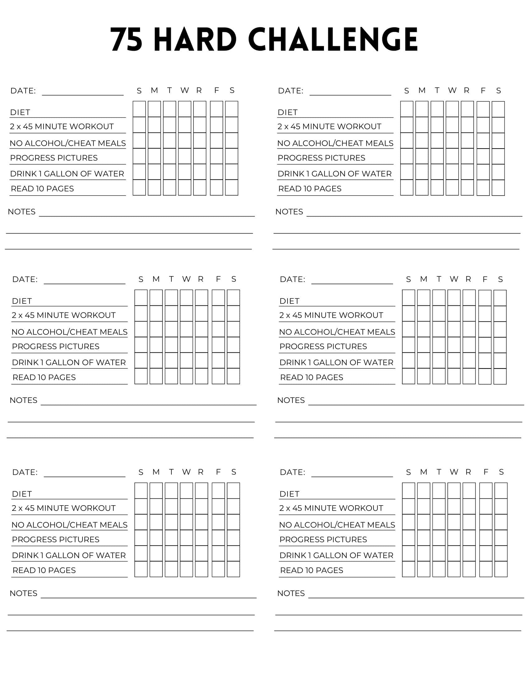 75 Hard Printable Template Printable 75 Hard Challeng Vrogue co