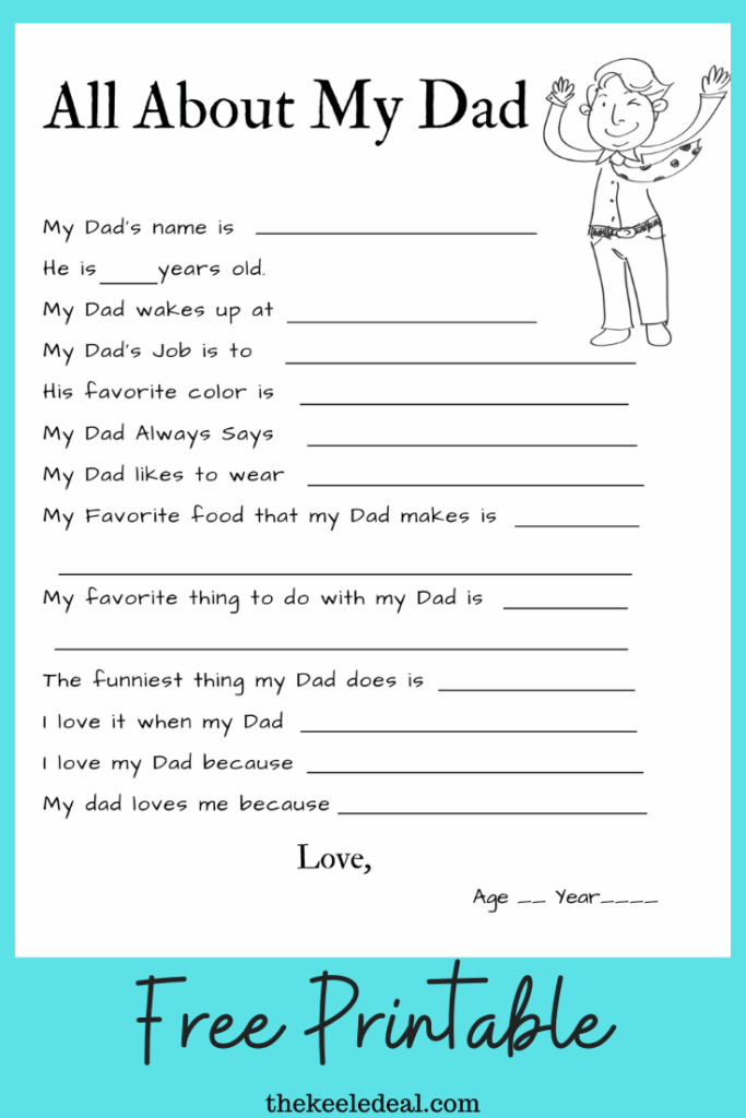 All About My Dad Free Printable