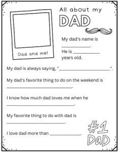 All About My Dad Printable Free PDF