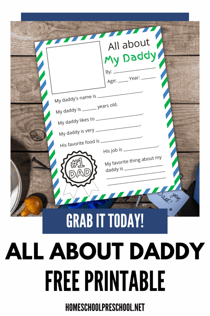 All About My Daddy Free Printable