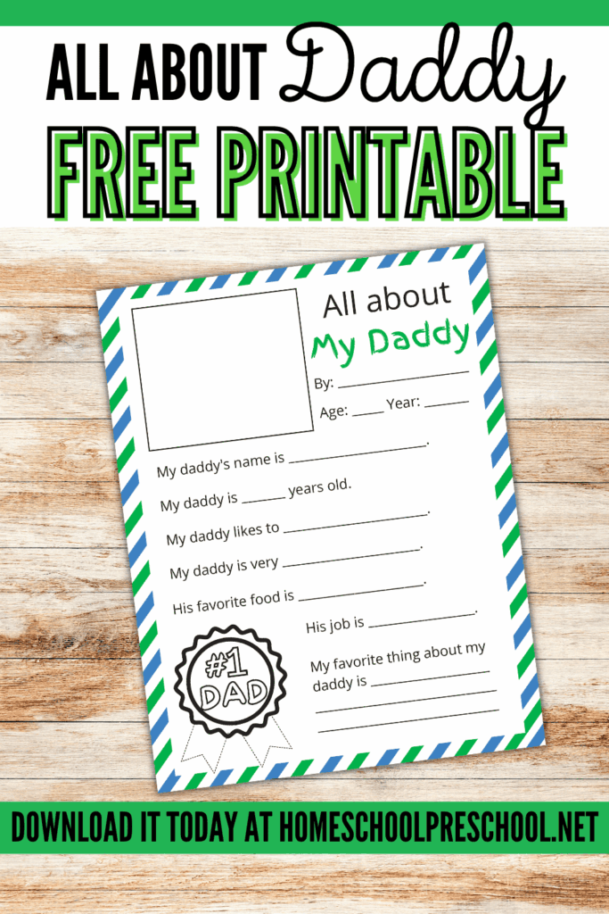 All About My Daddy Free Printable