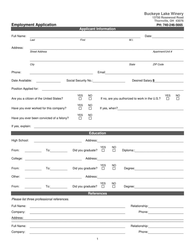 Application Form Printable Printable Forms Free Online
