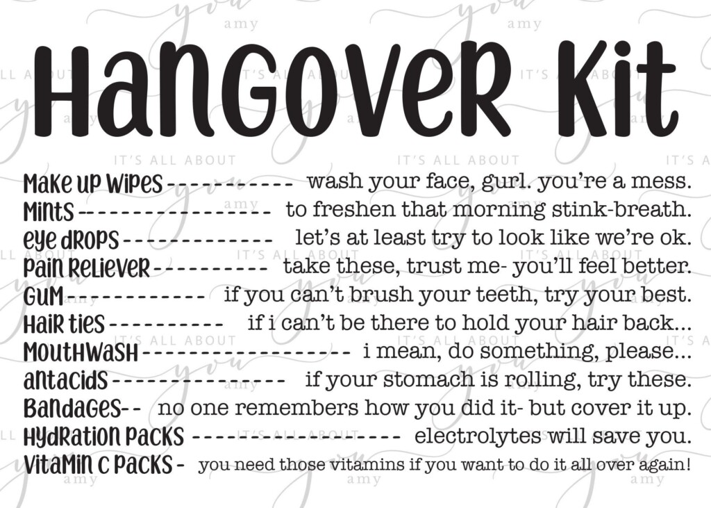 Bachelorette Survival Free Printable Hangover Survival Kit Printables 