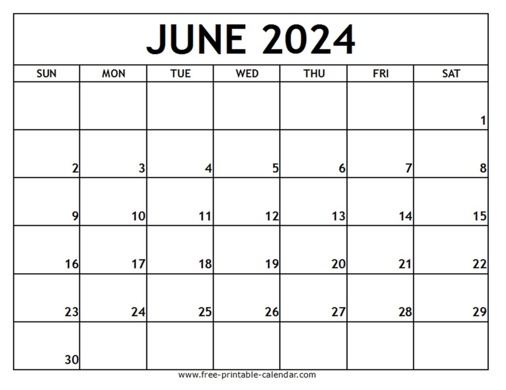 Blank Fillable Calendar June 2024 Printable Calendar 2024