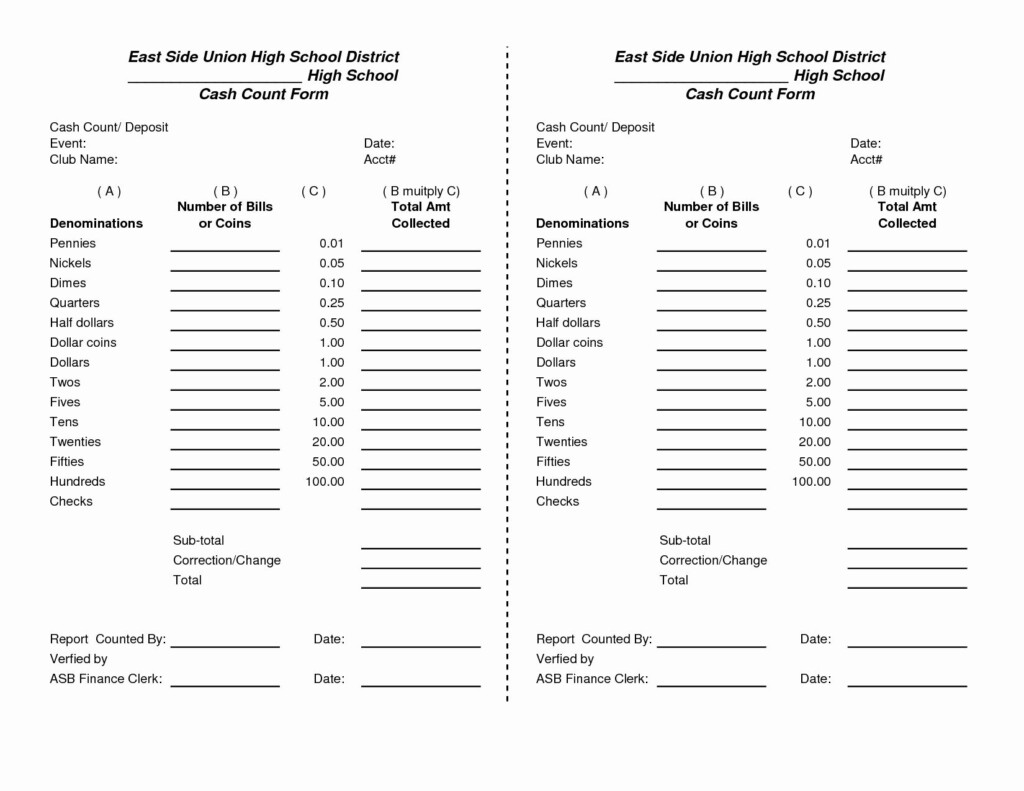 Blank Free Printable Cash Drawer Count Sheet Dev onallcylinders