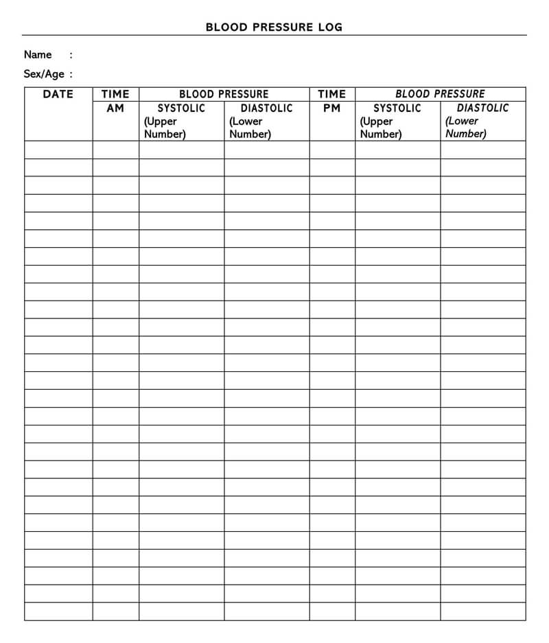 Blood Pressure Log Free Printable Printable Word Searches