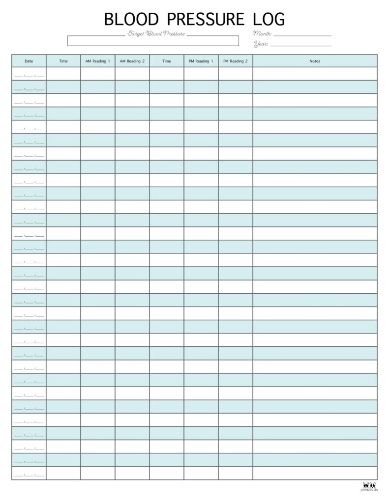 Blood Pressure Logs 25 FREE Printables Printabulls 51 OFF