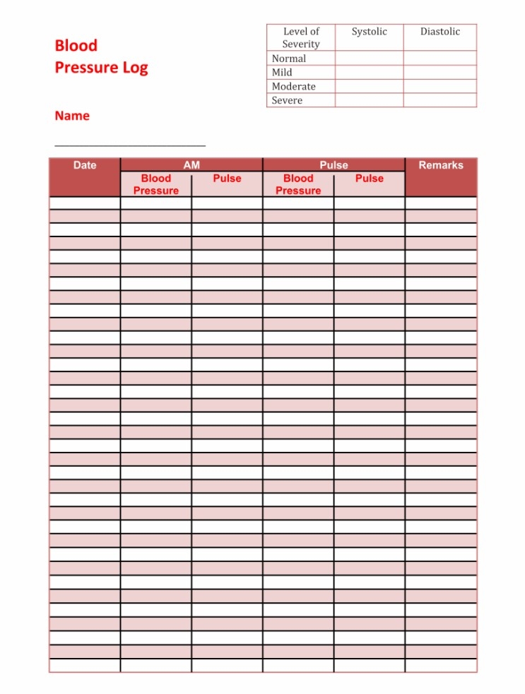 Blood Pressure So2 And Pulse Log Printable Keragym