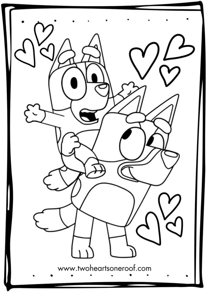 Bluey Colouring Pages FREE Printables Two Hearts One Roof 
