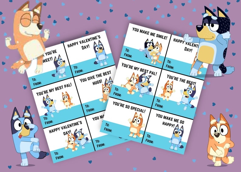 Bluey Valentines Cards Printable Printable Free Templates