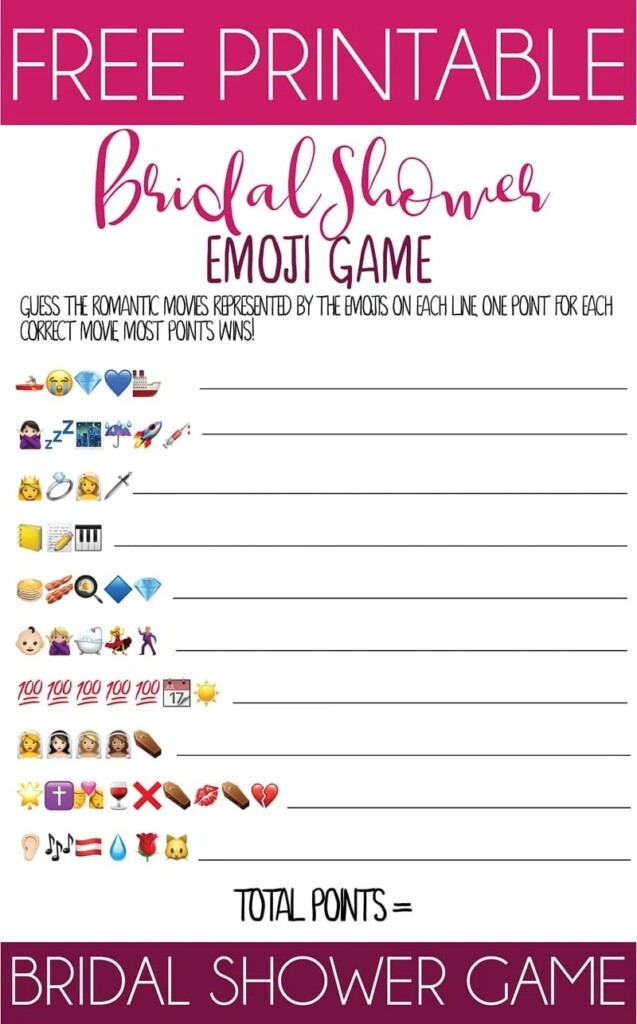 Bridal Shower Games Printable