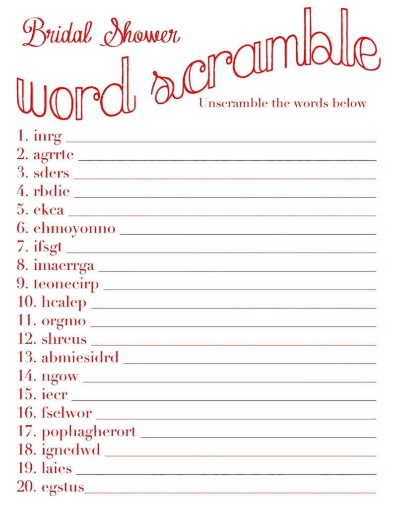 Bridal Word Scramble Bridal Shower Games Printables Bridal Shower 