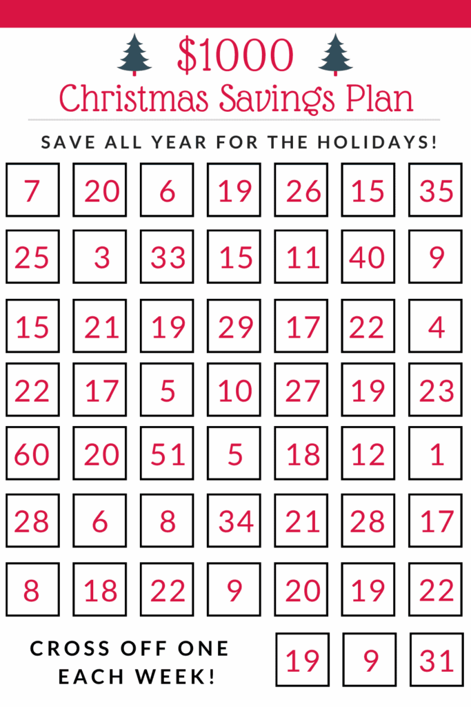 Christmas Savings Challenge Free Printable
