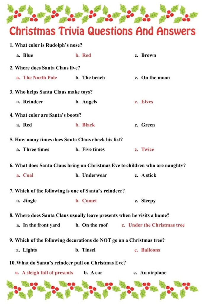 Christmas Trivia Questions 15 Free PDF Printables Printablee 