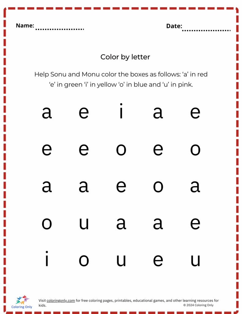 Color By Letter Free Printable Worksheet