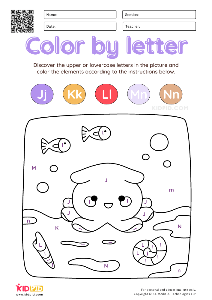 Color By Letter Free Printable Worksheets For Kids Kidpid
