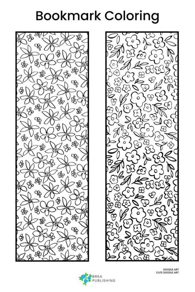 Coloring Bookmarks DIY Flower Doodles Printable