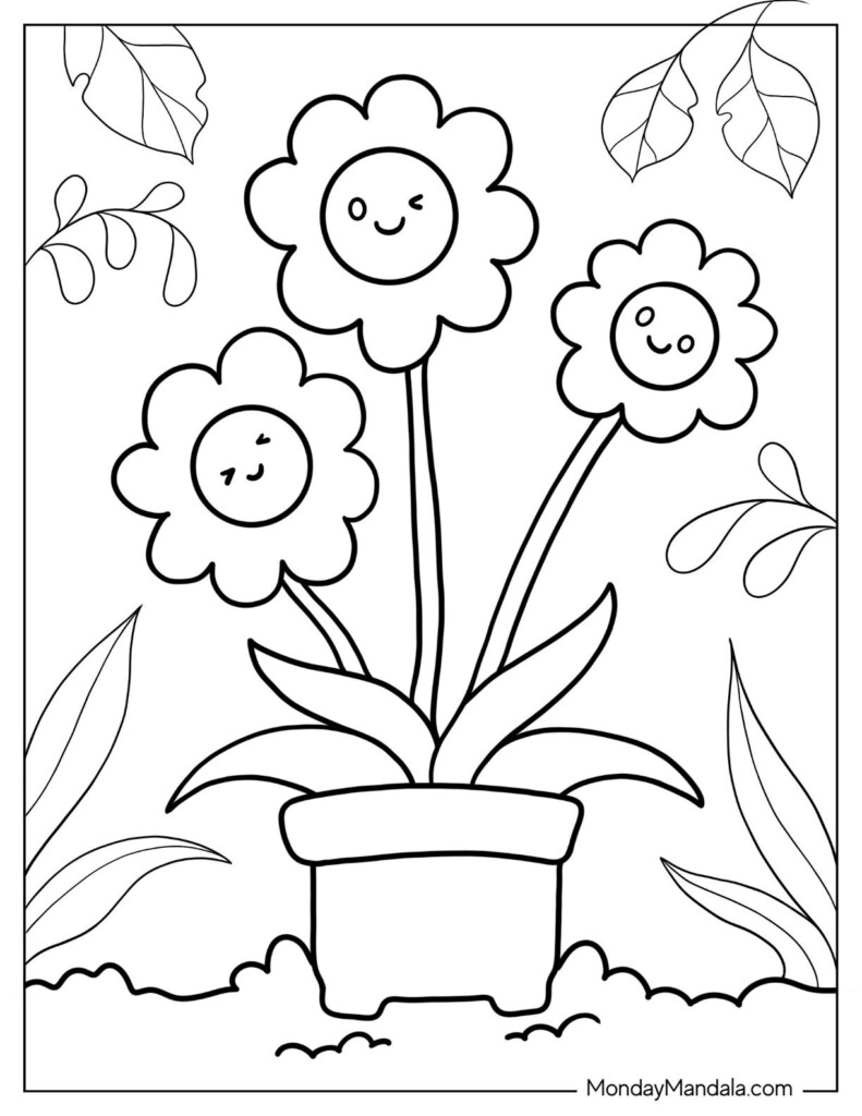 Coloring Pages Flowers Kids Coloring Page Of Spring Flowers