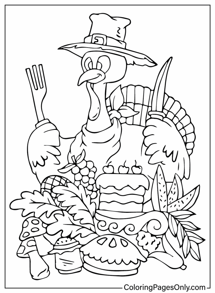 Coloring Pages Turkey Printable Thanksgiving Turkey Coloring Pages To 