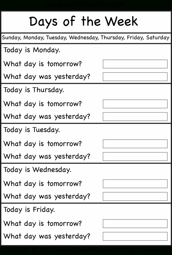 Days Of The Week Worksheet Free Printable Worksheets Worksheetfun 