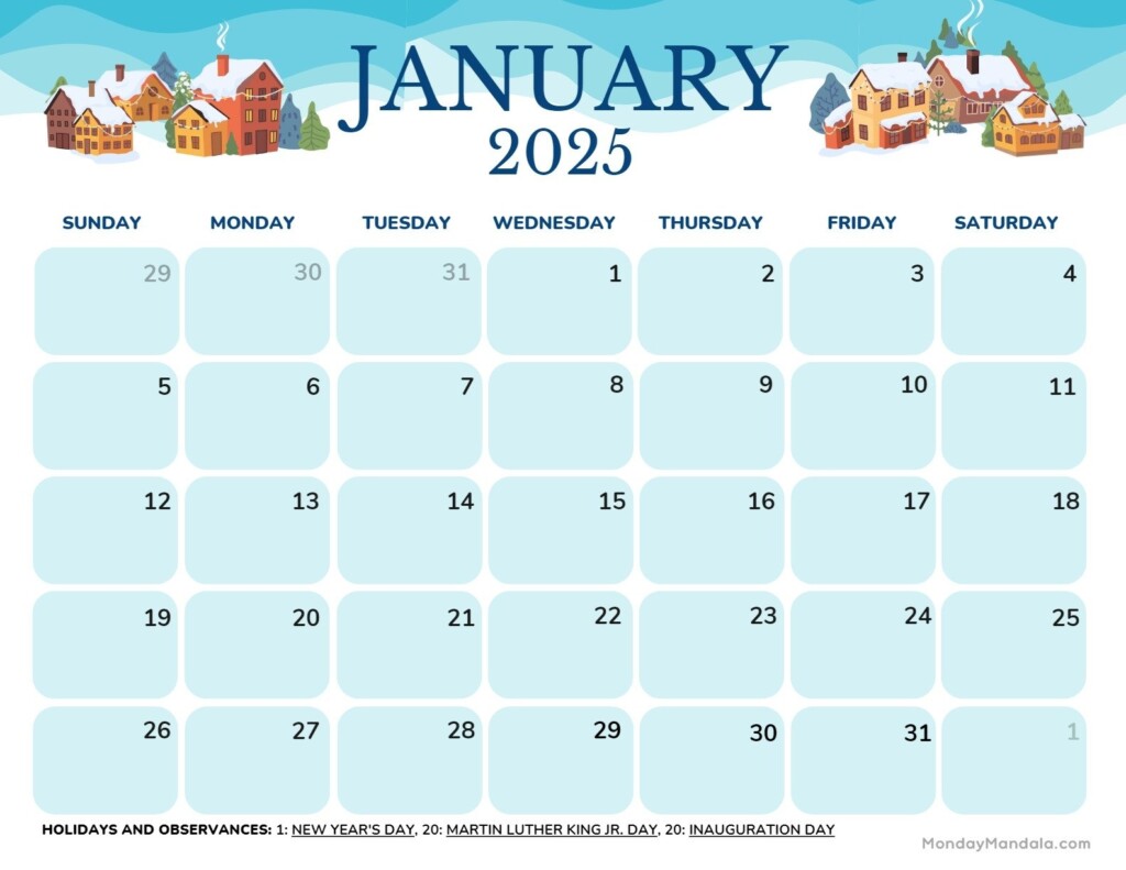 December 2025 January 2025 Calendar Printable Free Full Screen Waban 