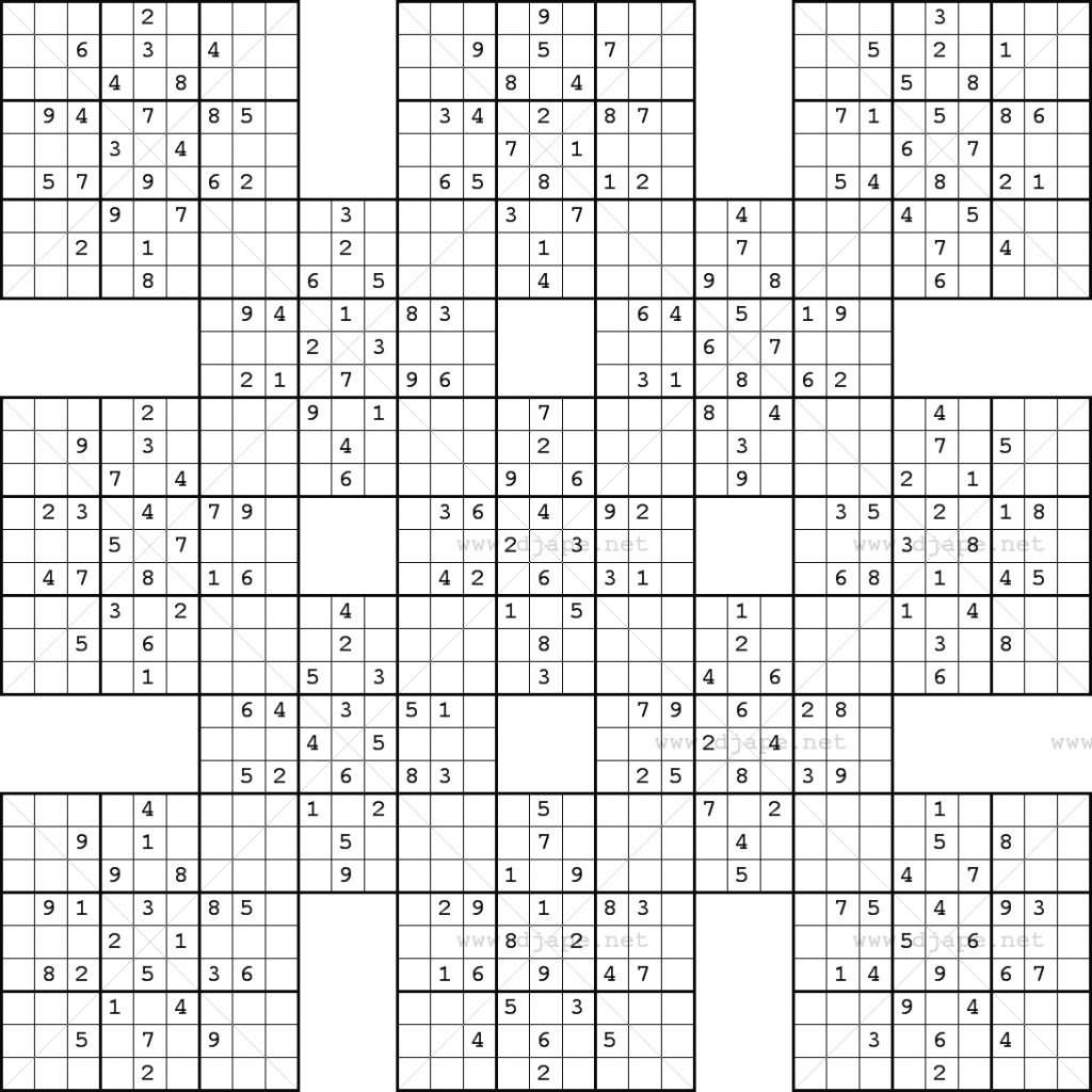 Double Harakiri Sudoku X Free Printable Samurai Sudoku Free Printable