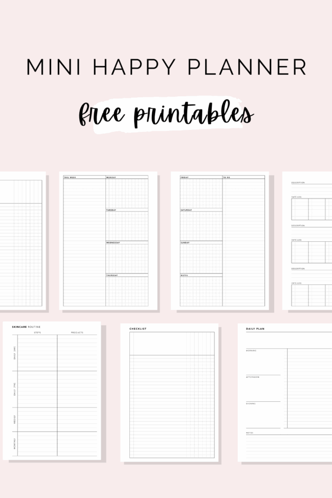 Download FREE Printable Planner Inserts For Mini Happy Planners 
