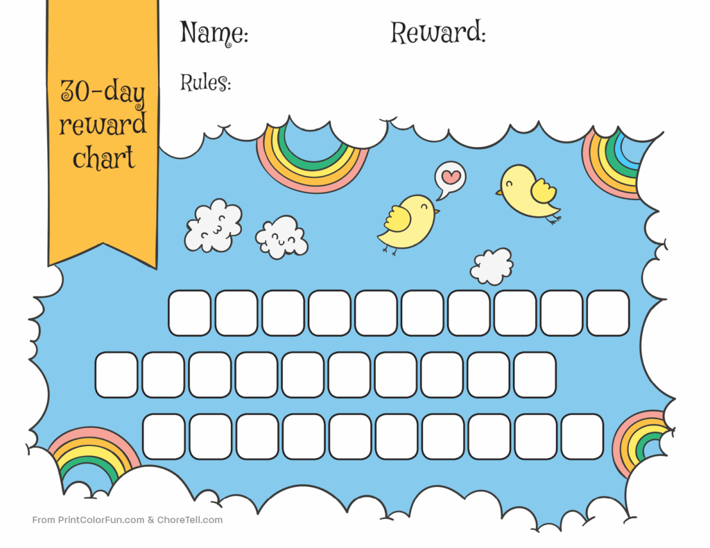 Elephant And Rainbow Hearts Reward Chart Free Printable Downloads 