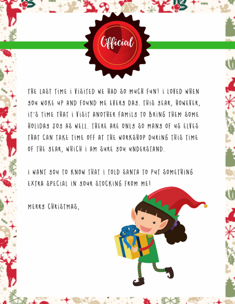 Elf On A Shelf Goodbye Letter Free Printable Free Printable