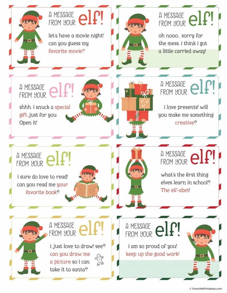 Elf On The Shelf Notes And Jokes FREE Printable Set Of 24 Cards 