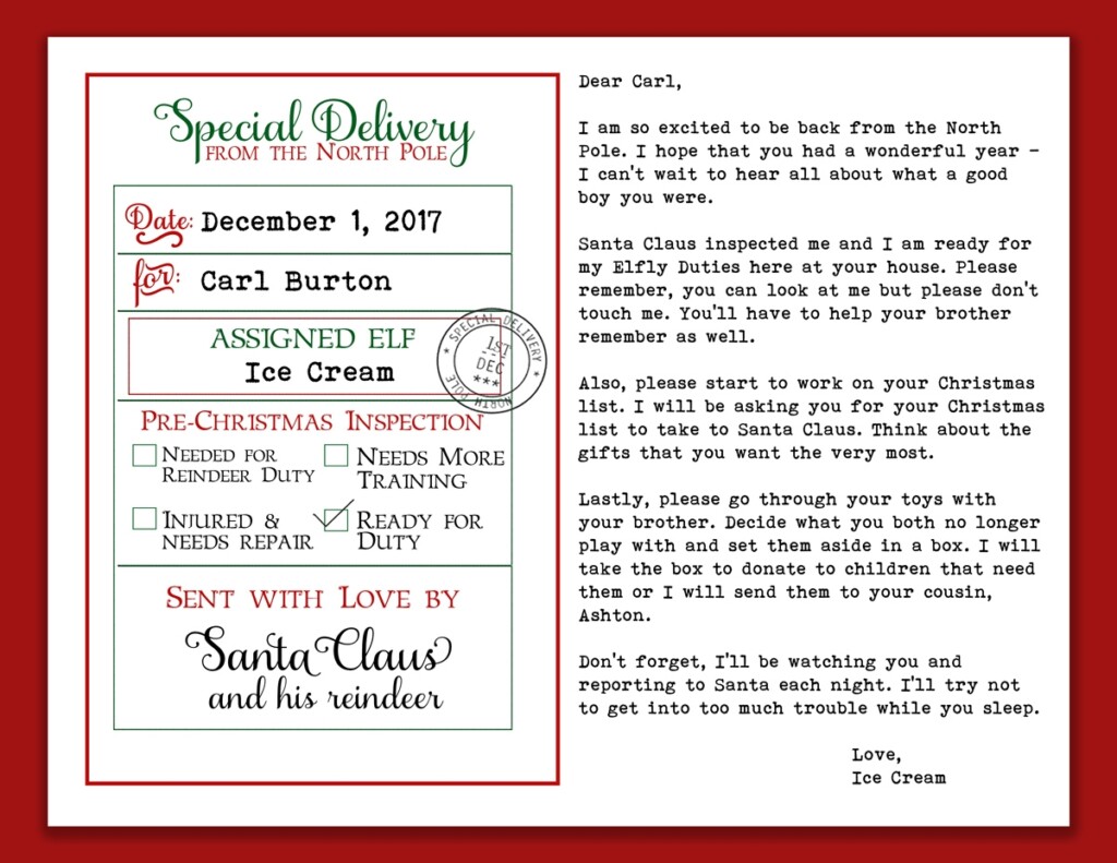 Elf Return Letter Free Printable Example Mom Envy