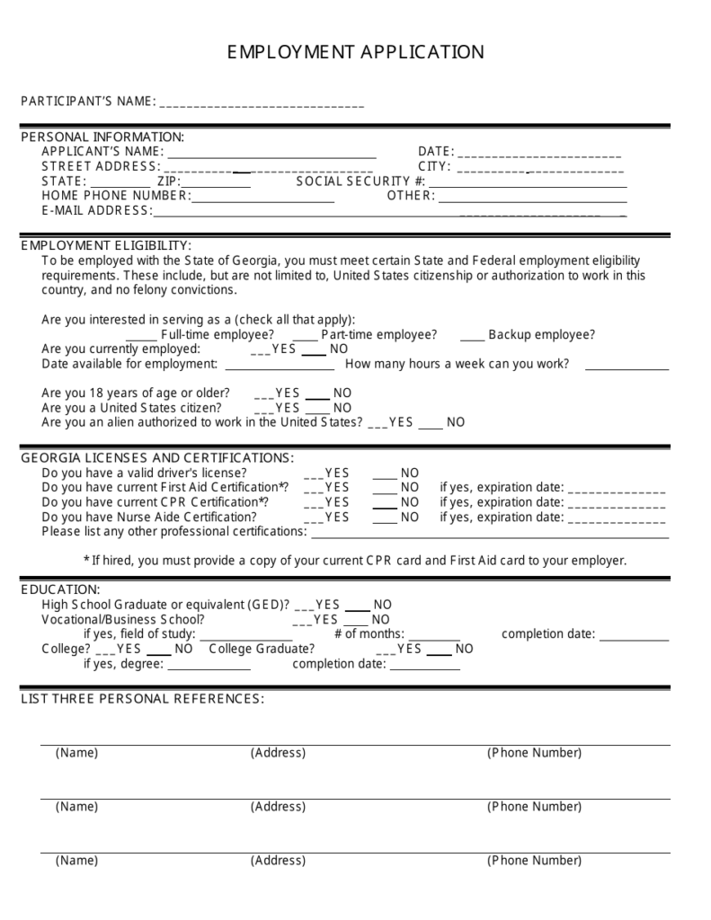 Employee Application Form Printable Printable Forms Free Online