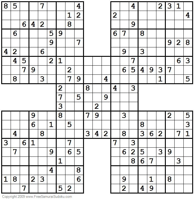 Evil Samurai Sudoku Printable Sudoku Printable Sudoku Puzzles Printable