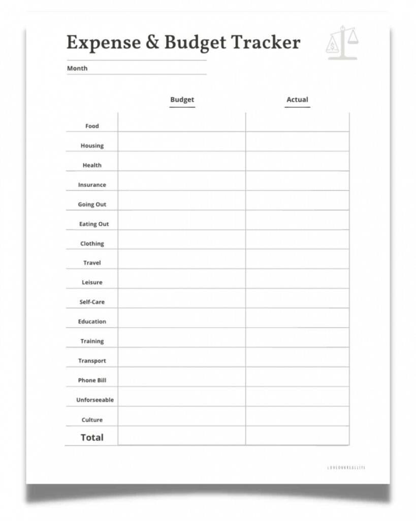 Expense Tracker Printable Free FREE Printable HQ